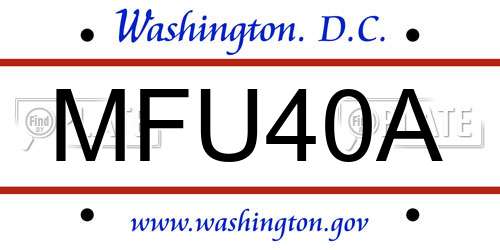 MFU40A District Of Columbia License Plate