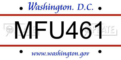 MFU461 District Of Columbia License Plate