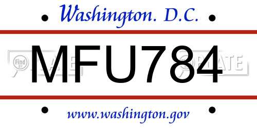 MFU784 District Of Columbia License Plate