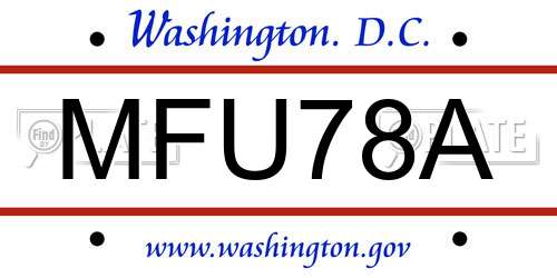 MFU78A District Of Columbia License Plate