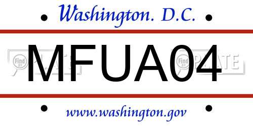MFUA04 District Of Columbia License Plate
