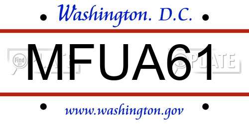 MFUA61 District Of Columbia License Plate