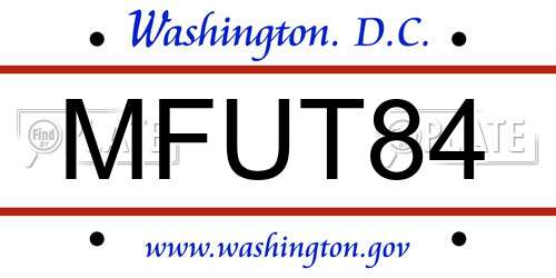 MFUT84 District Of Columbia License Plate