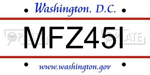 MFZ45I District Of Columbia License Plate