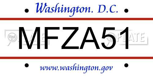 MFZA51 District Of Columbia License Plate