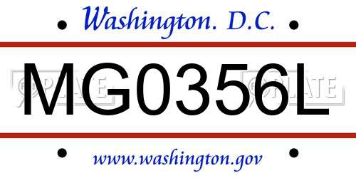 MG0356L District Of Columbia License Plate