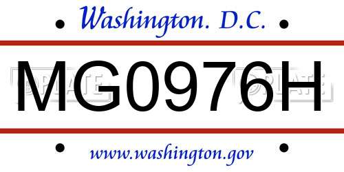 MG0976H District Of Columbia License Plate