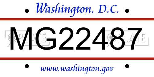 MG22487 District Of Columbia License Plate