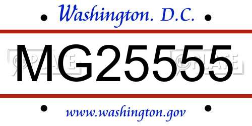MG25555 District Of Columbia License Plate