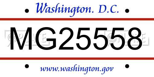 MG25558 District Of Columbia License Plate