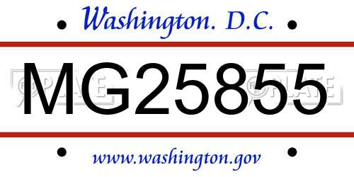 MG25855 District Of Columbia License Plate