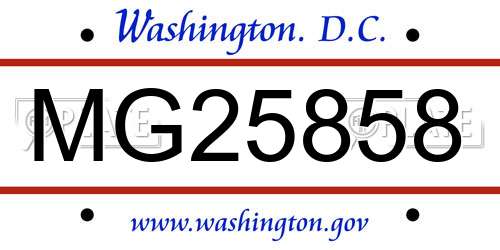 MG25858 District Of Columbia License Plate