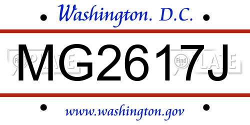 MG2617J District Of Columbia License Plate