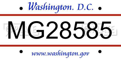 MG28585 District Of Columbia License Plate