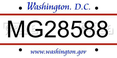 MG28588 District Of Columbia License Plate