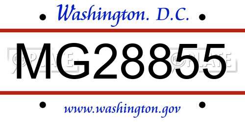 MG28855 District Of Columbia License Plate