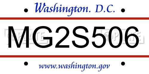 MG2S506 District Of Columbia License Plate