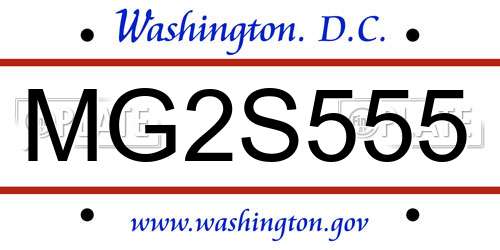 MG2S555 District Of Columbia License Plate