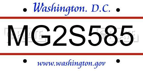 MG2S585 District Of Columbia License Plate