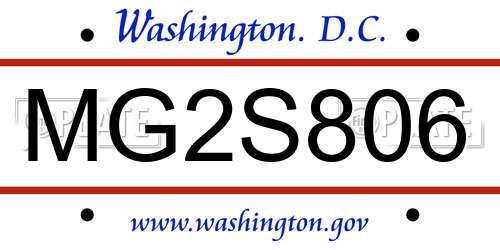 MG2S806 District Of Columbia License Plate
