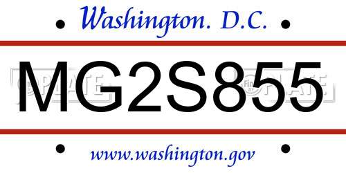 MG2S855 District Of Columbia License Plate