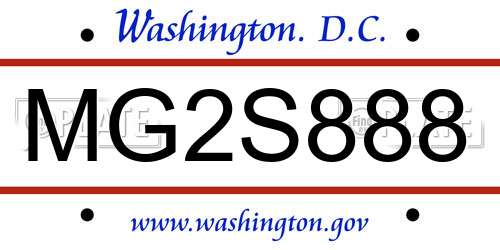 MG2S888 District Of Columbia License Plate