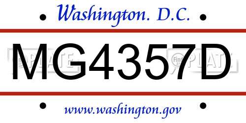 MG4357D District Of Columbia License Plate