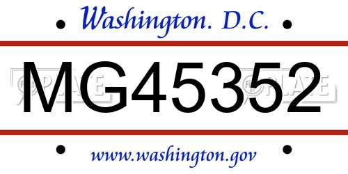MG45352 District Of Columbia License Plate