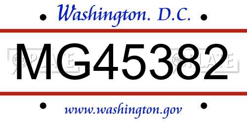 MG45382 District Of Columbia License Plate