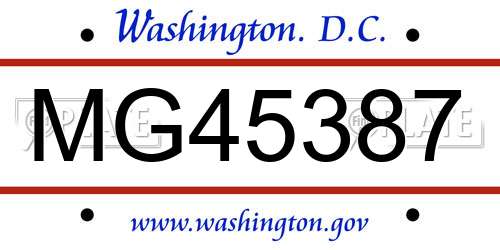 MG45387 District Of Columbia License Plate