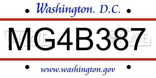 MG4B387 District Of Columbia License Plate