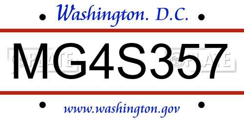 MG4S357 District Of Columbia License Plate