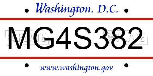 MG4S382 District Of Columbia License Plate