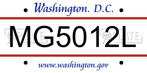 MG5012L District Of Columbia License Plate