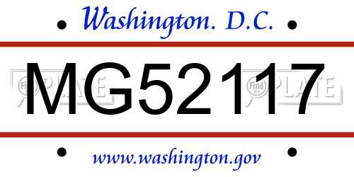 MG52117 District Of Columbia License Plate