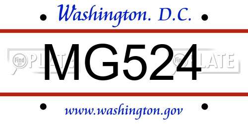 MG524 District Of Columbia License Plate