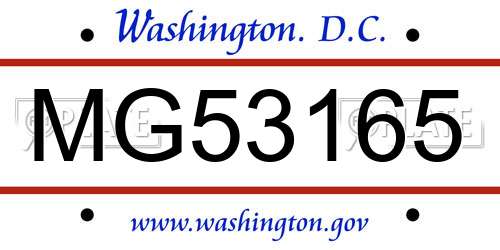 MG53165 District Of Columbia License Plate