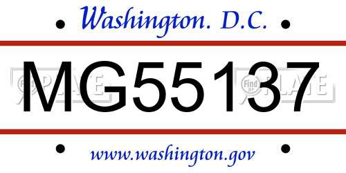 MG55137 District Of Columbia License Plate