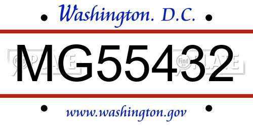 MG55432 District Of Columbia License Plate