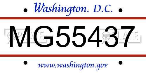 MG55437 District Of Columbia License Plate