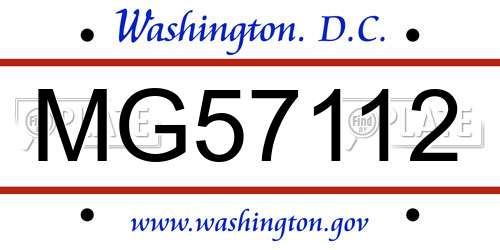 MG57112 District Of Columbia License Plate