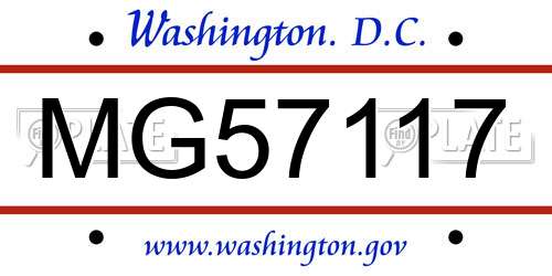 MG57117 District Of Columbia License Plate