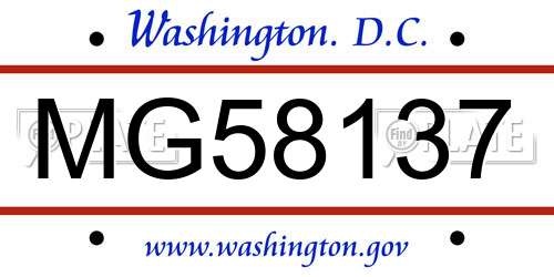 MG58137 District Of Columbia License Plate