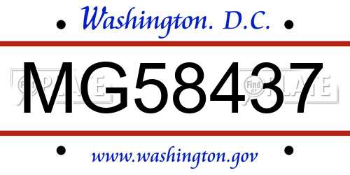 MG58437 District Of Columbia License Plate