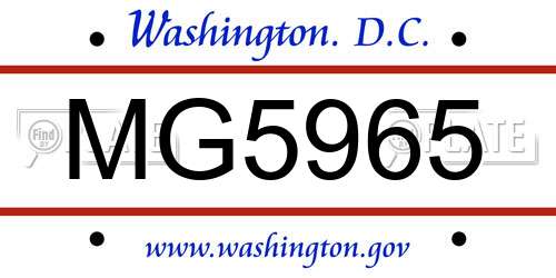 MG5965 District Of Columbia License Plate
