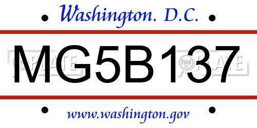 MG5B137 District Of Columbia License Plate