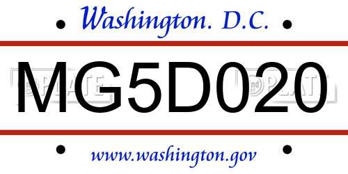 MG5D020 District Of Columbia License Plate