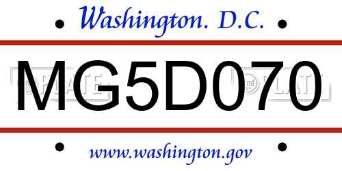 MG5D070 District Of Columbia License Plate