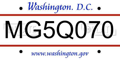 MG5Q070 District Of Columbia License Plate