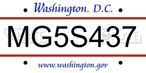 MG5S437 District Of Columbia License Plate